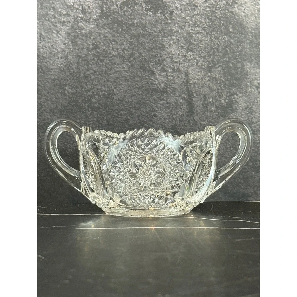 Vintage Marjorie by Cambridge Open‎ Sugar and Creamer Pressed Glass Star & Arch